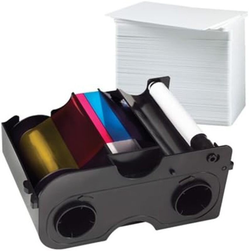 Fargo 45000 YMCKO Color Ribbon + PVC Card Bundle